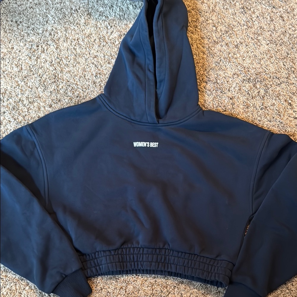 Women's Best Navy Blue Crop Hoodie